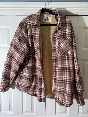 Blue Ridge by Wrangler Sherpa-Lined Plaid Jacket - Cream & Burgundy